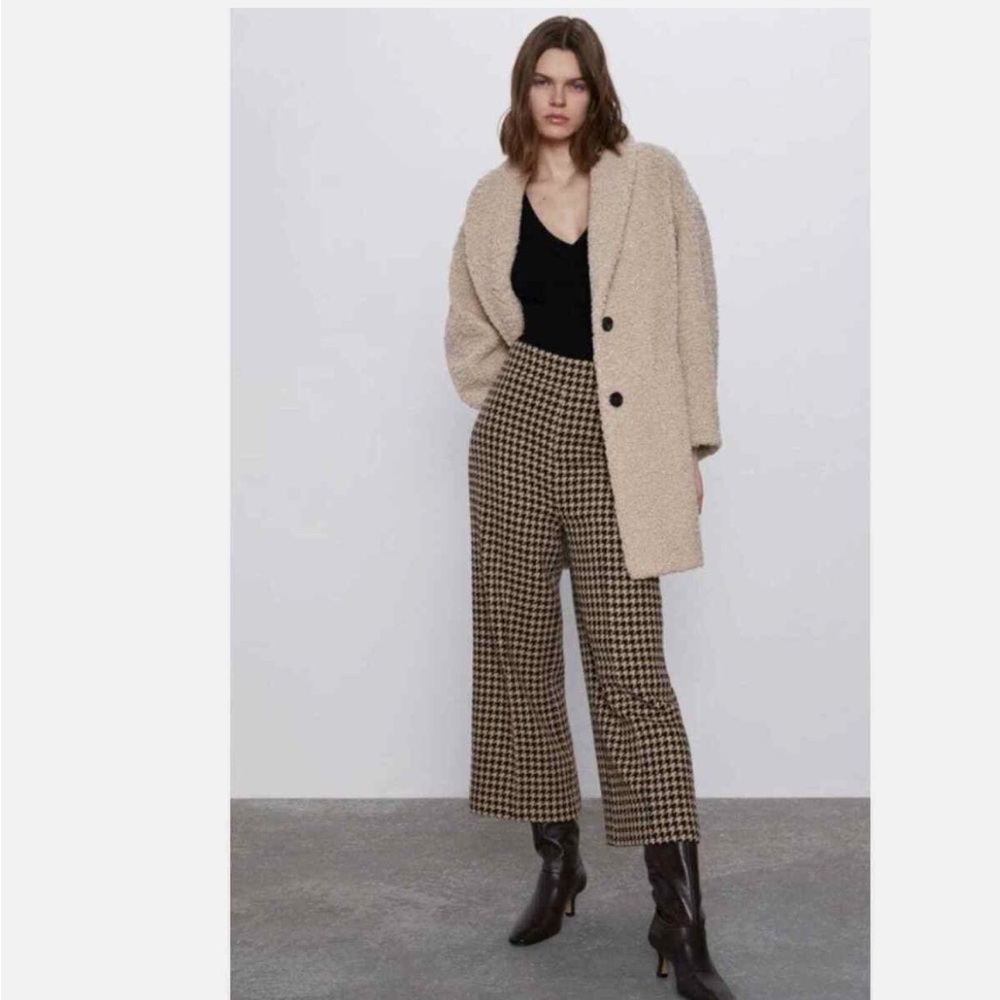Zara Houndstooth Culottes, High-Waisted | Size Large